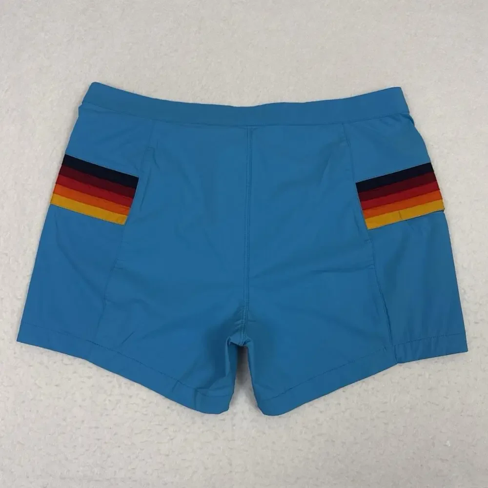 Aviator Nation Board Shorts Mens 36 Blue Horizontal 5 Stripe Flex Swim